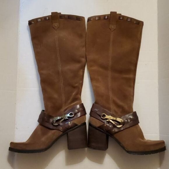 Jessica Simpson Tall Leather Heeled Boots Square Toe Lanasi Women's WOMAN'S 8 B - Picture 5 of 16